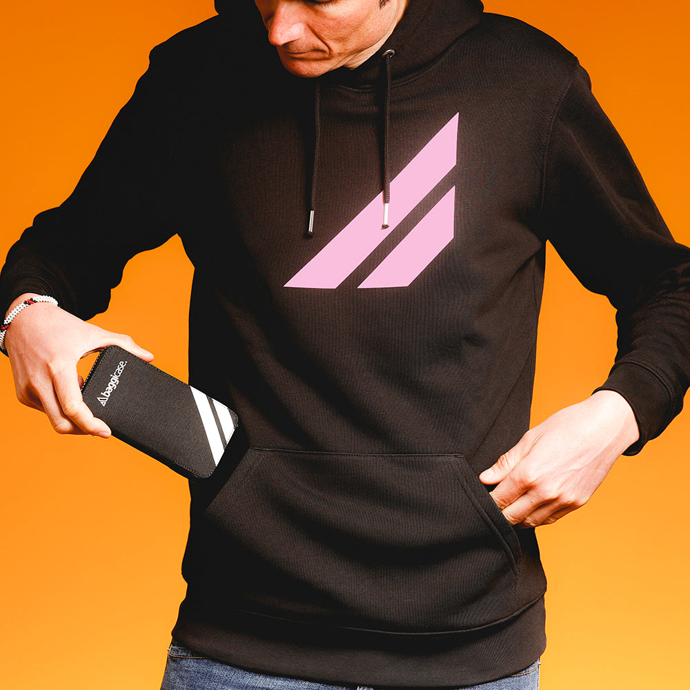 Black hooded sweatshirt